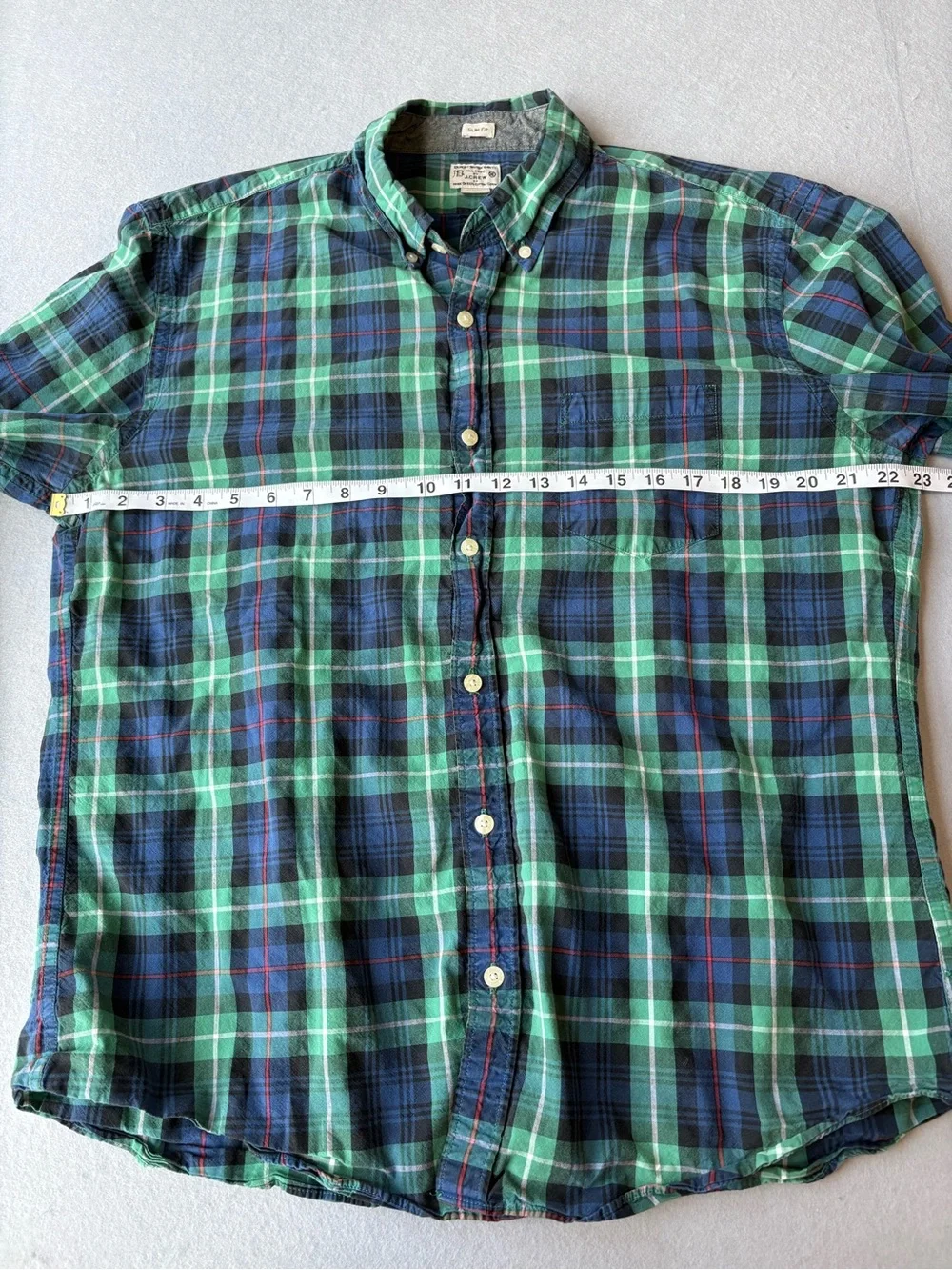 Y2K J.Crew Men’s Slim Fit Plaid Cotton Button-Down Shirt Sz XL